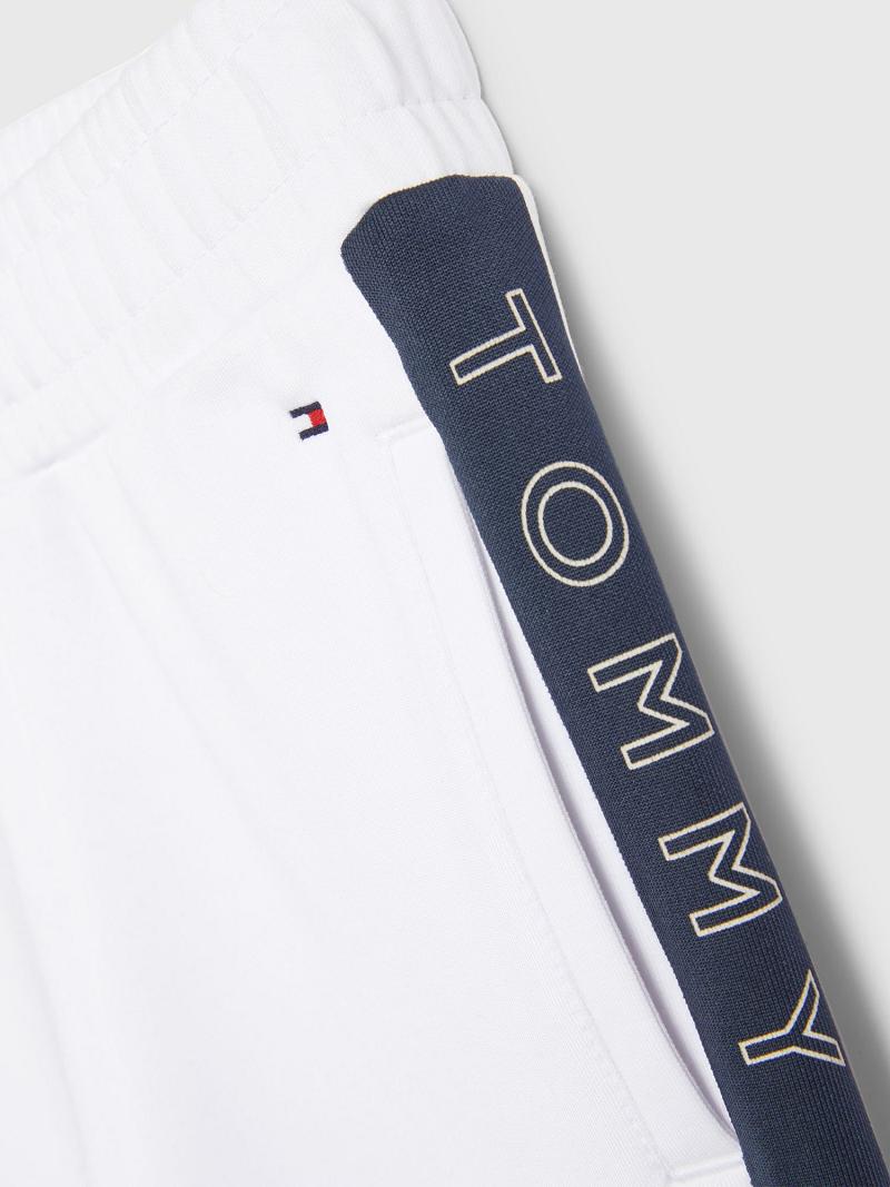 Lány Tommy Hilfiger Logo Tape Pálya Pant Nadrág Fehér | HU 1970EBC